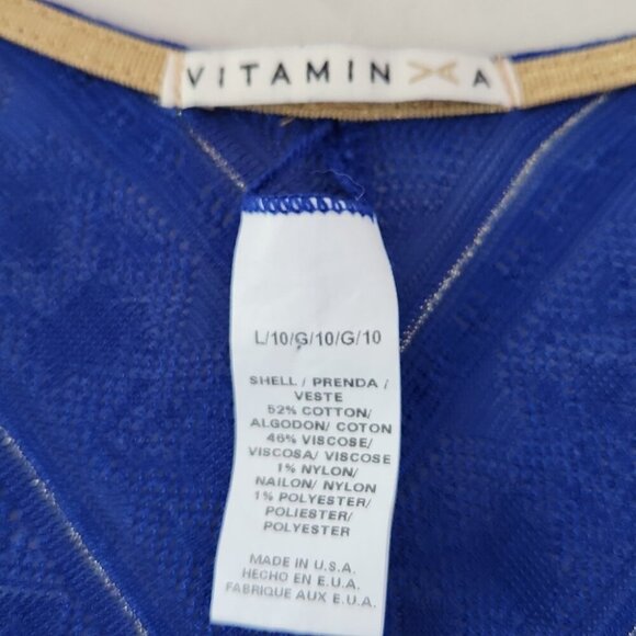 VITAMIN A | Summer Dress Beach Tunic V-neck Blue Gold Sz LARGE - Picture 3 of 5